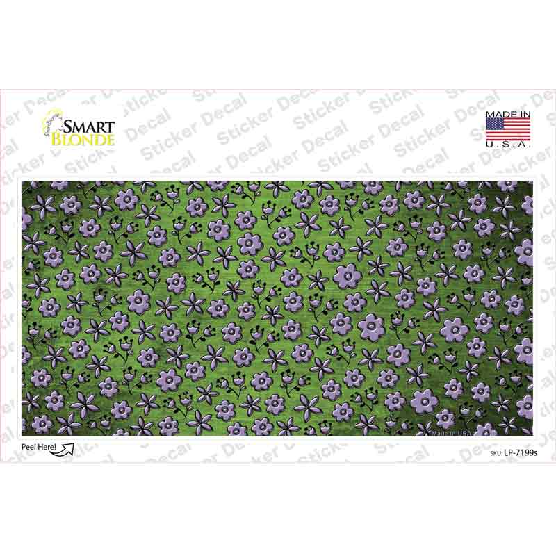 Lime Green Purple Flowers Oil Rubbed Novelty Sticker Decal