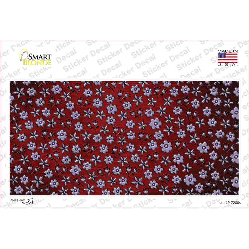 Red Purple Flowers Oil Rubbed Novelty Sticker Decal