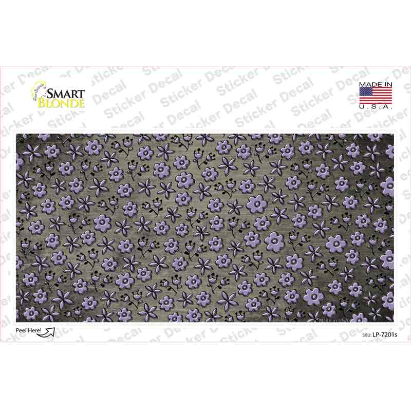 Tan Purple Flowers Oil Rubbed Novelty Sticker Decal
