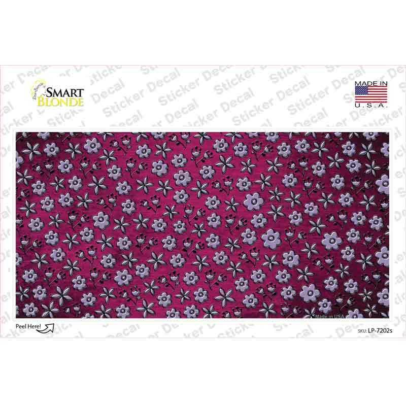 Pink Purple Flowers Oil Rubbed Novelty Sticker Decal