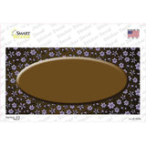 Brown Purple Flowers Oval Oil Rubbed Novelty Sticker Decal