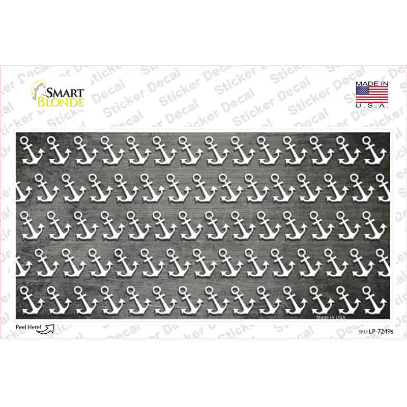 Gray White Anchor Oil Rubbed Novelty Sticker Decal