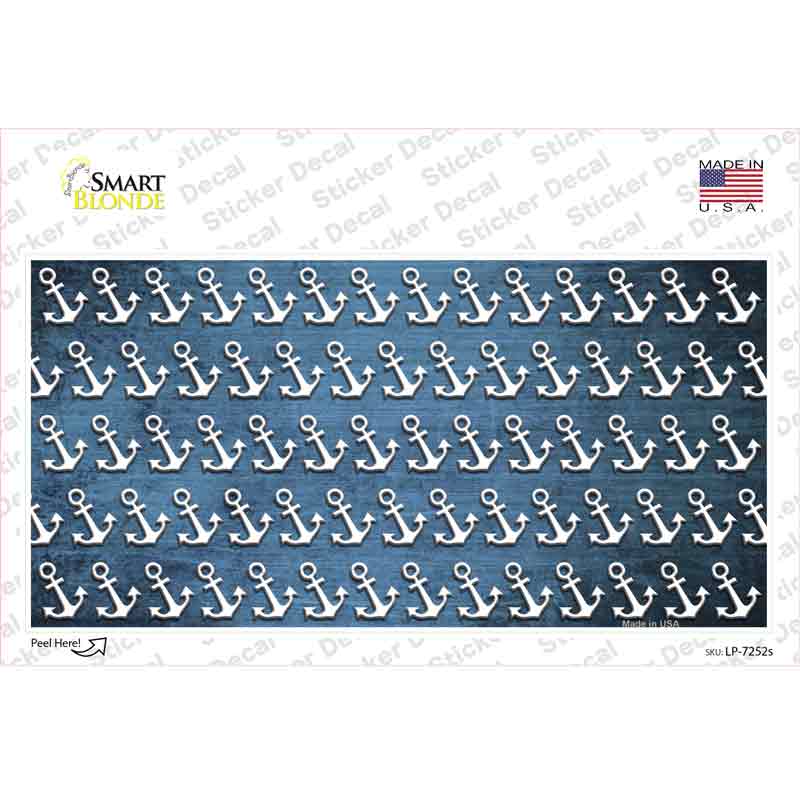 Light Blue White Anchor Oil Rubbed Novelty Sticker Decal