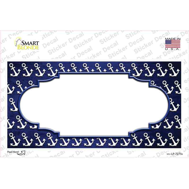 Blue White Anchor Scallop Oil Rubbed Novelty Sticker Decal
