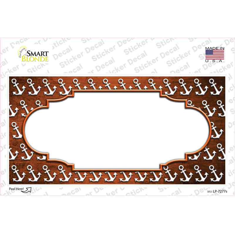 Orange White Anchor Scallop Oil Rubbed Novelty Sticker Decal