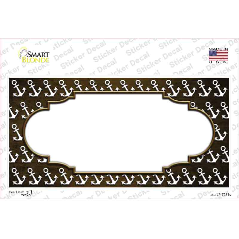 Brown White Anchor Scallop Oil Rubbed Novelty Sticker Decal