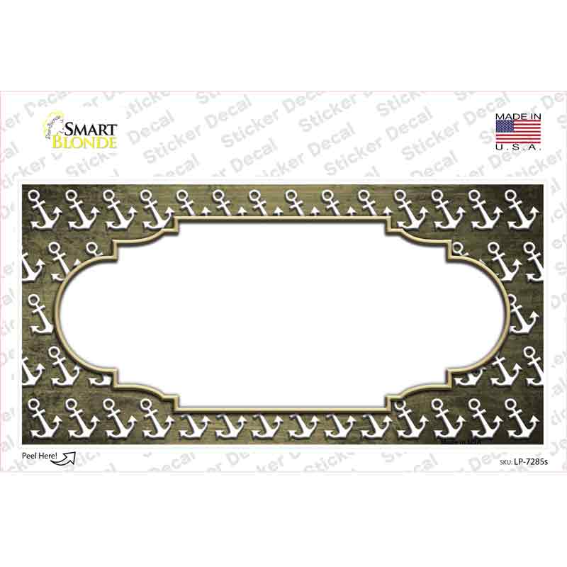Gold White Anchor Scallop Oil Rubbed Novelty Sticker Decal
