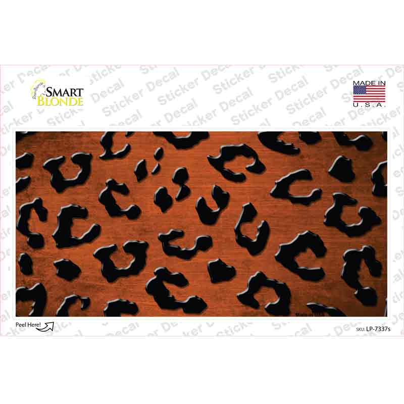 Orange Black Cheetah Oil Rubbed Novelty Sticker Decal