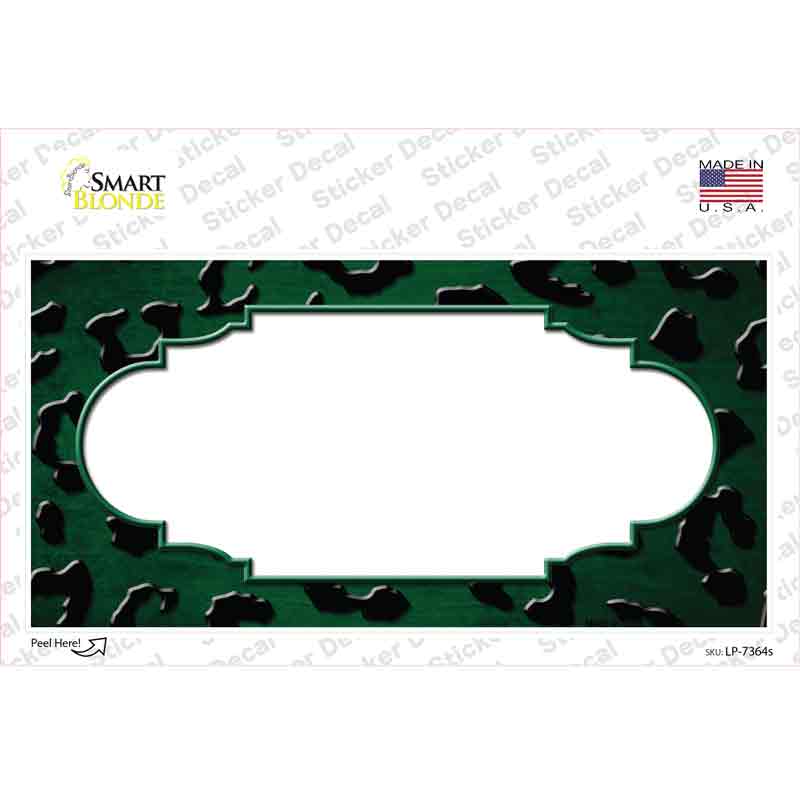 Green Black Cheetah Scallop Oil Rubbed Novelty Sticker Decal
