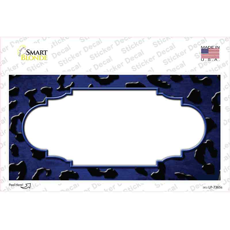Blue Black Cheetah Scallop Oil Rubbed Novelty Sticker Decal