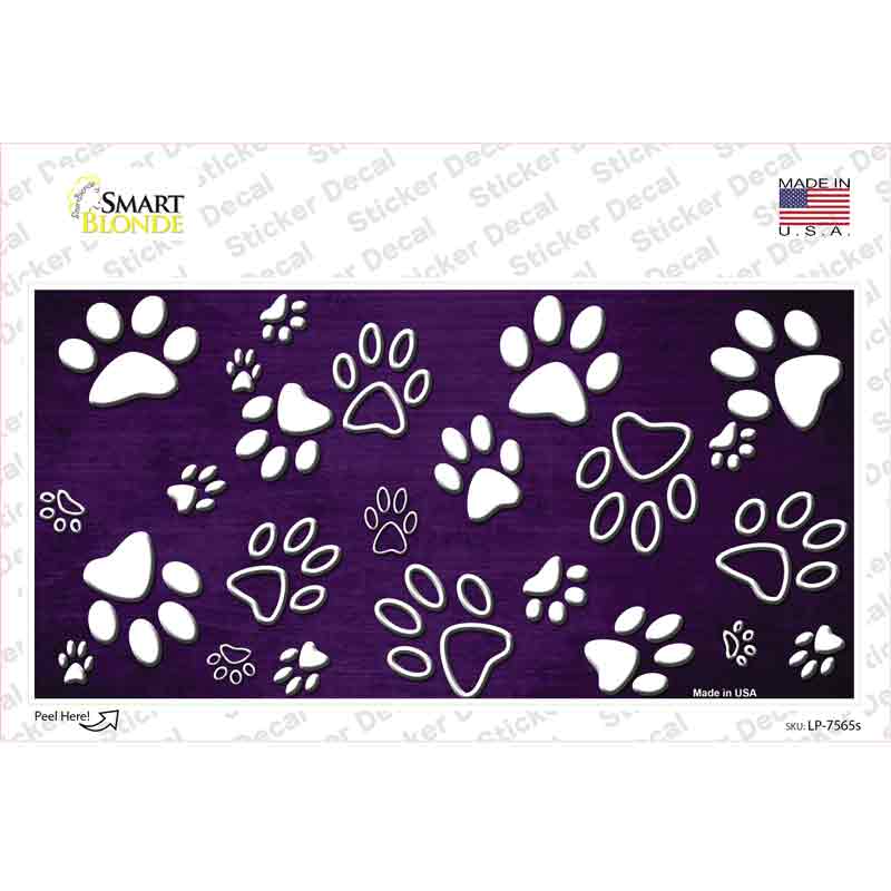 Purple White Paw Oil Rubbed Novelty Sticker Decal