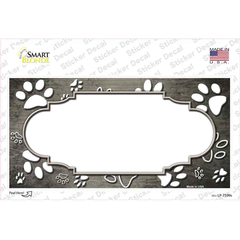 Paw Scallop Tan White Novelty Sticker Decal