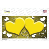 Yellow White Love Hearts Oil Rubbed Novelty Sticker Decal