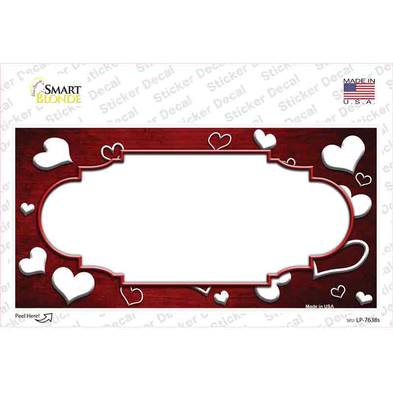 Red White Love Scallop Oil Rubbed Novelty Sticker Decal