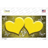Yellow White Hearts Butterfly Oil Rubbed Novelty Sticker Decal