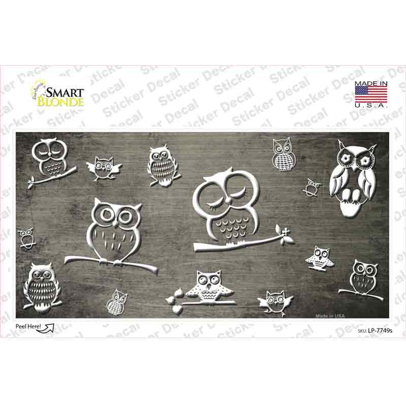 Tan White Owl Oil Rubbed Novelty Sticker Decal