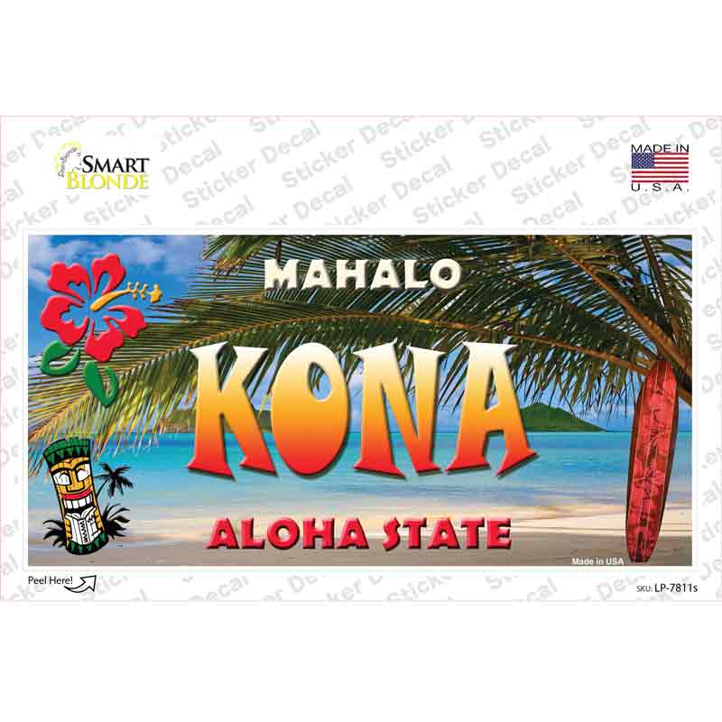 Kona Hawaii State Novelty Sticker Decal Small