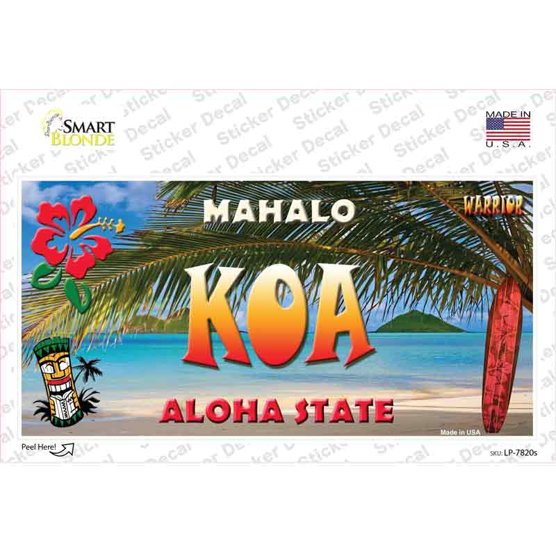 Koa Hawaii State Novelty Sticker Decal Small