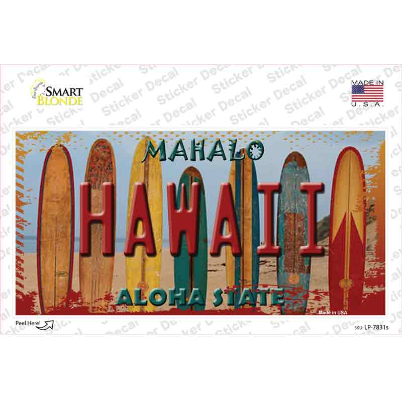 Hawaii Surfboards State Novelty Sticker Decal Small