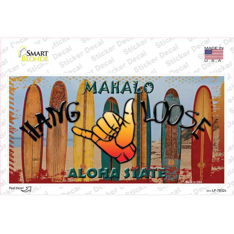 Hang Loose Surfboards Hawaii State Novelty Sticker Decal Small