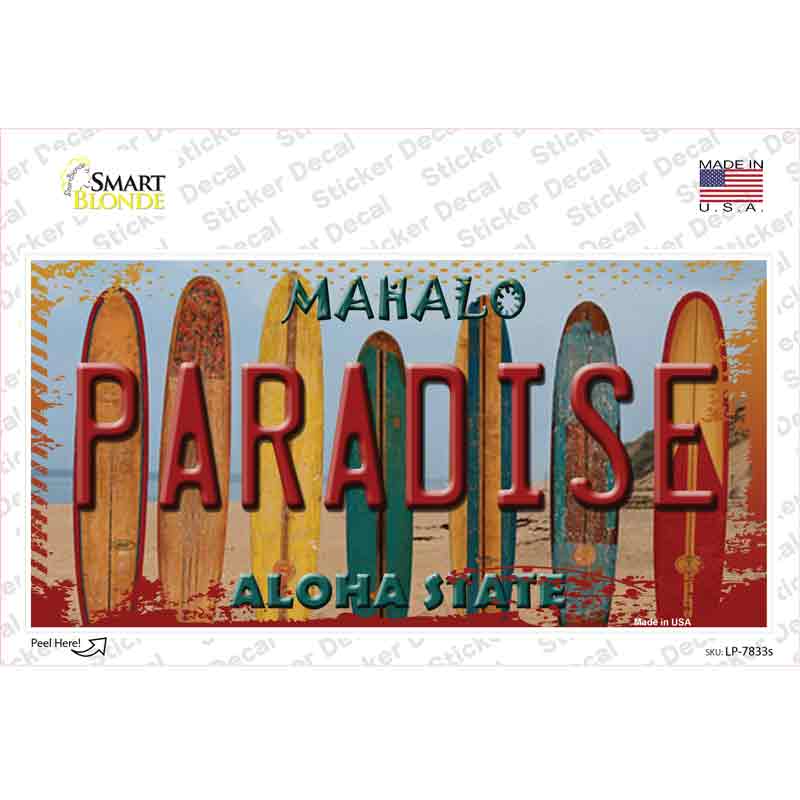 Paradise Surfboards Hawaii State Novelty Sticker Decal Small