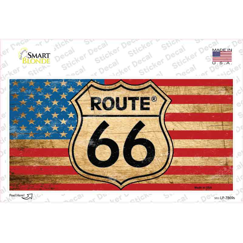 Route 66 American Flag Novelty Sticker Decal Small