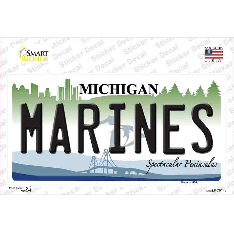 Marines Michigan Novelty Sticker Decal Small