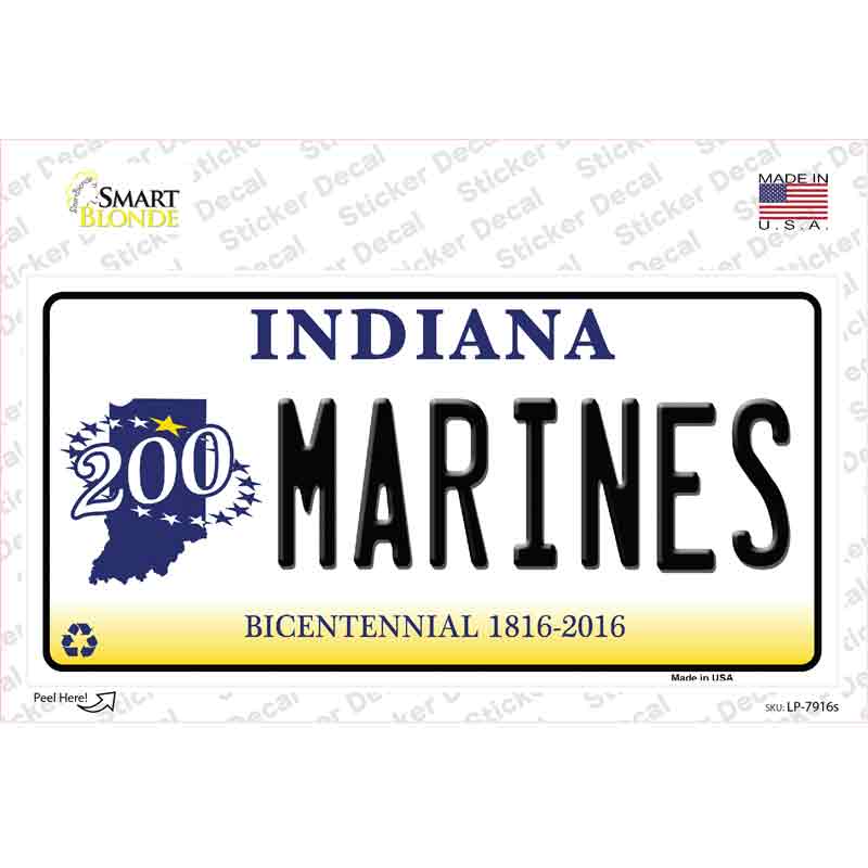 Indiana Marines Novelty Sticker Decal Small