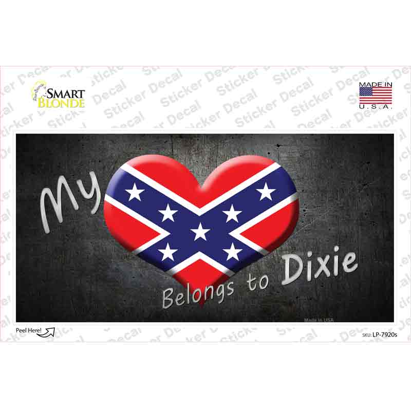 Heart Belongs To Dixie Novelty Sticker Decal Small