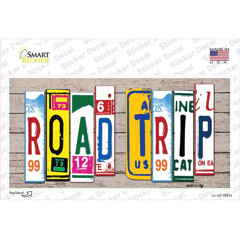 Road Trip Wood Art Novelty Sticker Decal | Smart Blonde