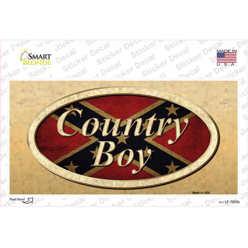 Country Boy Novelty Sticker Decal Small