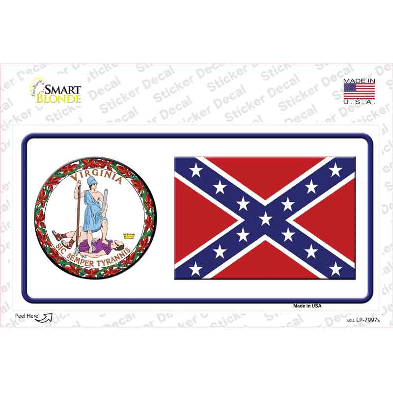 Confederate Flag Virginia Seal Novelty Sticker Decal Small