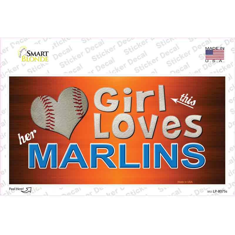 This Girl Loves Her Marlins Novelty Sticker Decal Small