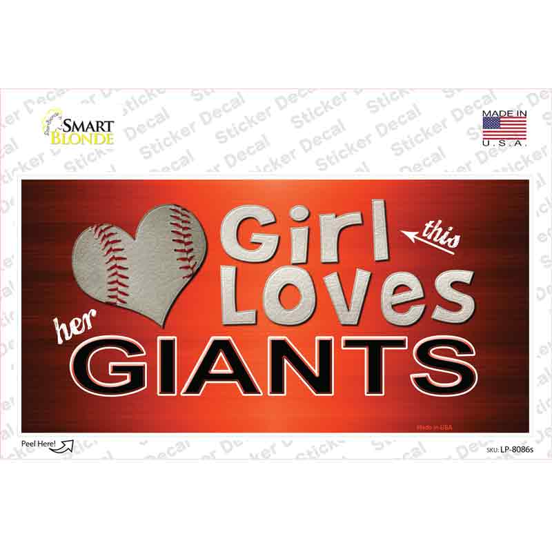 This Girl Loves Giants Novelty Sticker Decal Small