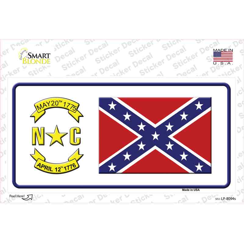 Confederate Flag North Carolina Novelty Sticker Decal Small