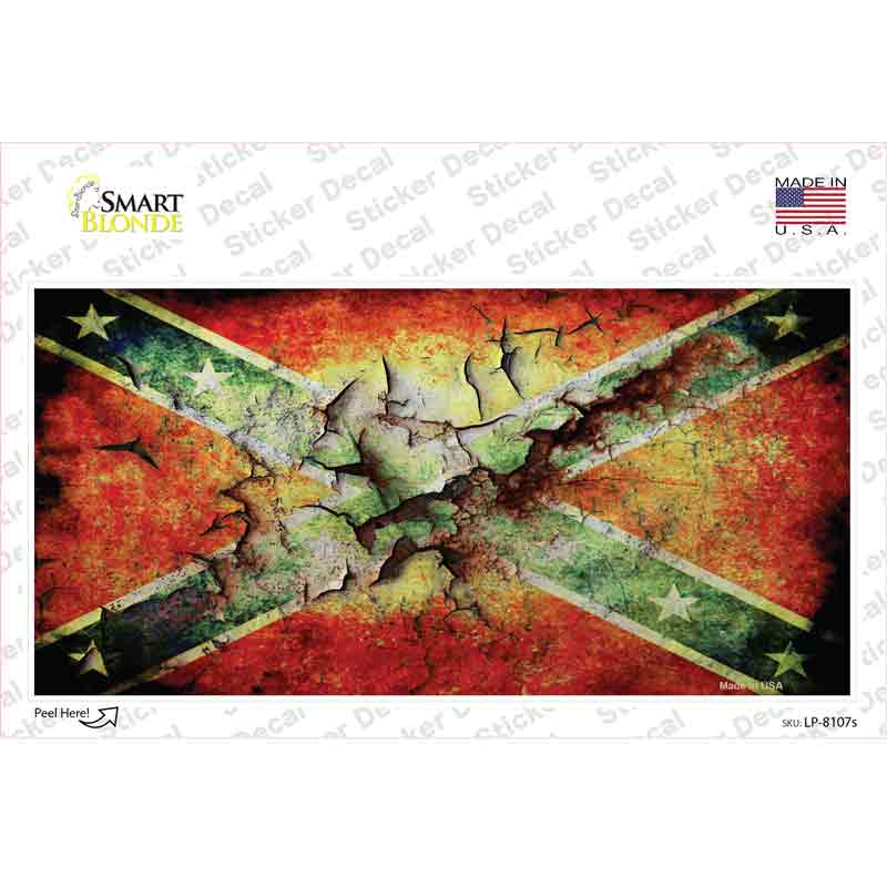 Confederate Flag Rusted Novelty Sticker Decal Small