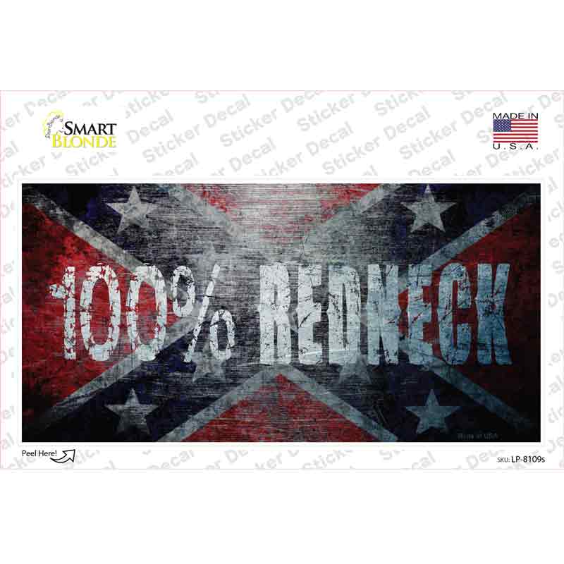 Redneck Rippers Stickers 100% Redneck Confederate Novelty Sticker Decal | Smart Blonde