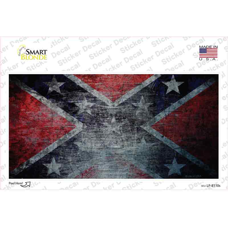 Confederate Flag Scratched Novelty Sticker Decal Small