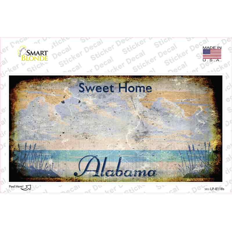 Alabama State Rusty Novelty Sticker Decal Small