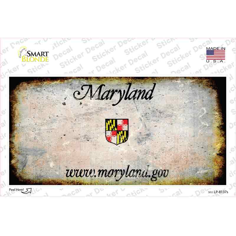 Maryland State Rusty Novelty Sticker Decal Small