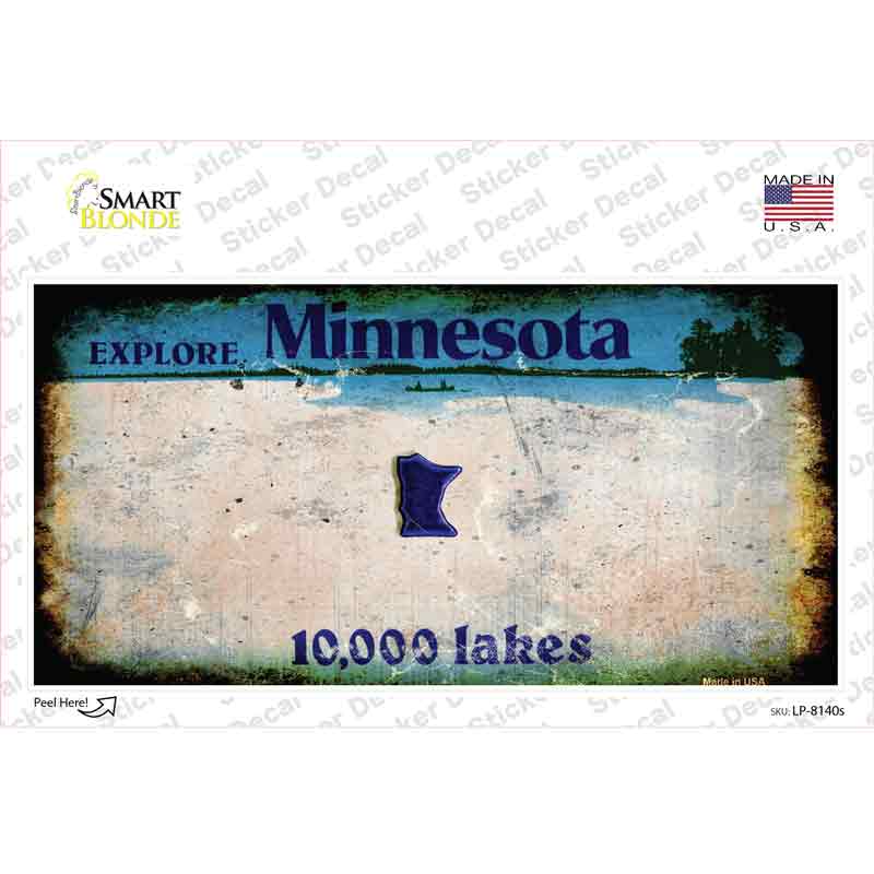 Minnesota State Rusty Novelty Sticker Decal Small