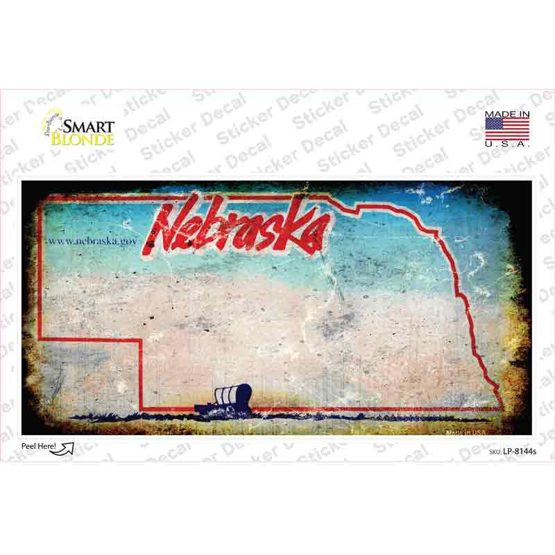 Nebraska State Rusty Novelty Sticker Decal Small