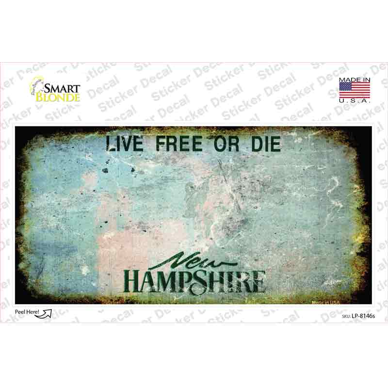 New Hampshire State Rusty Novelty Sticker Decal Small