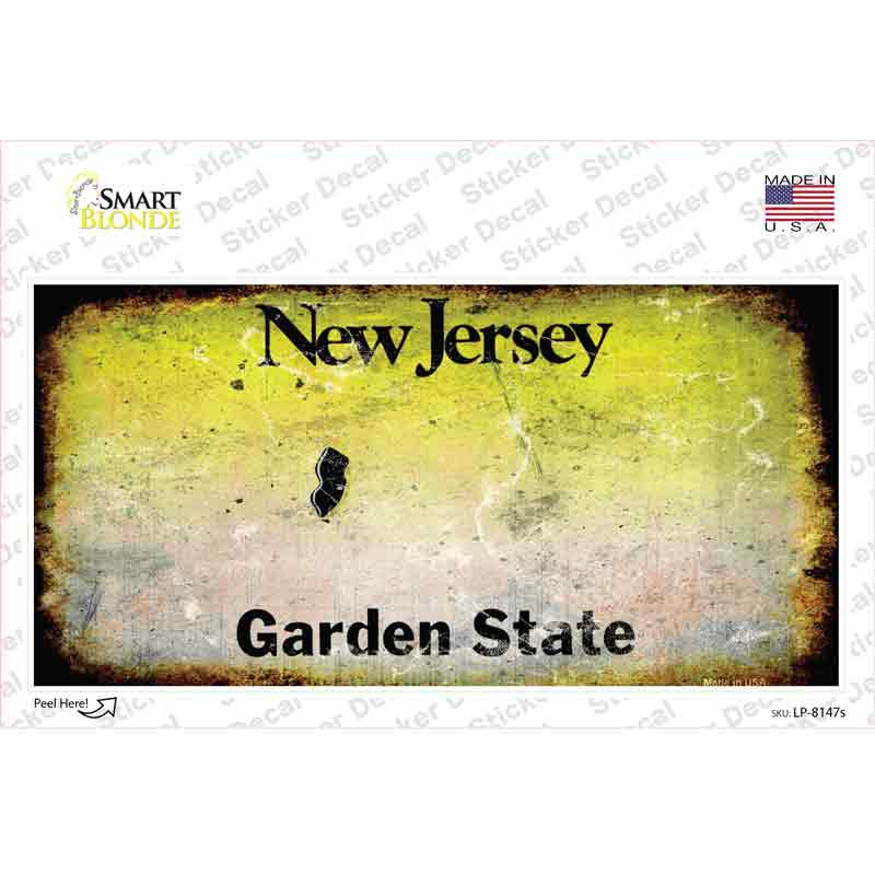 New Jersey State Rusty Novelty Sticker Decal Small