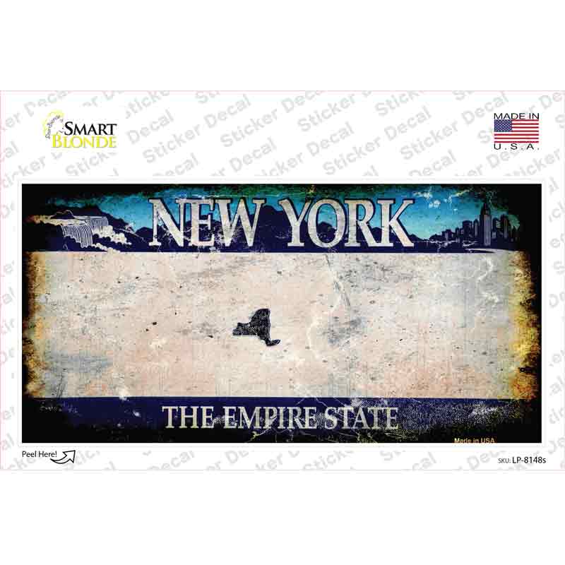 New York State Rusty Novelty Sticker Decal Small