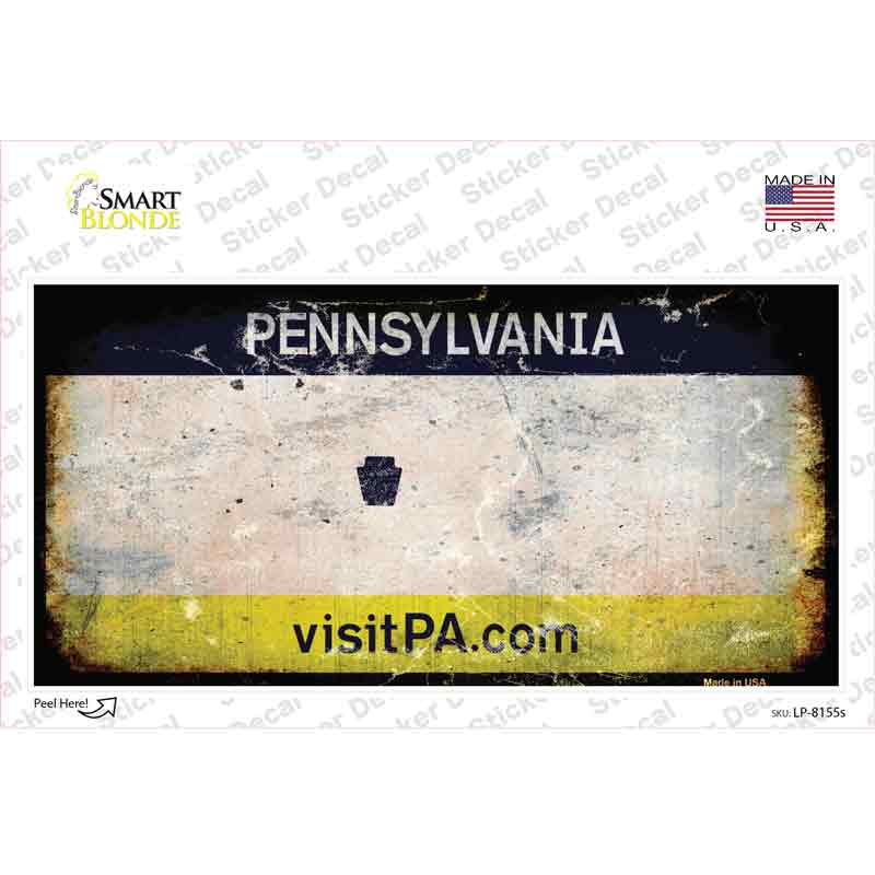 Pennsylvania State Rusty Novelty Sticker Decal Small