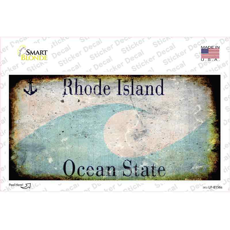 Rhode Island State Rusty Novelty Sticker Decal Small