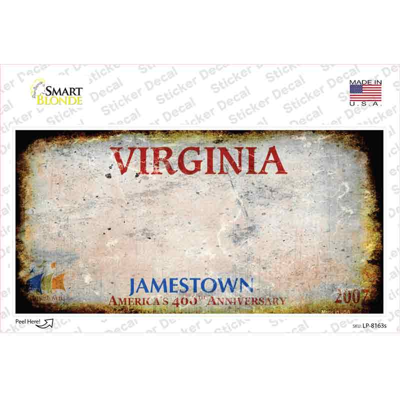 Virginia State Rusty Novelty Sticker Decal Small