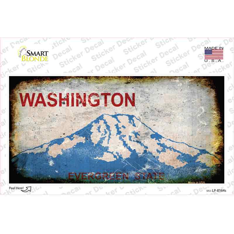 Washington State Rusty Background Novelty Sticker Decal Small