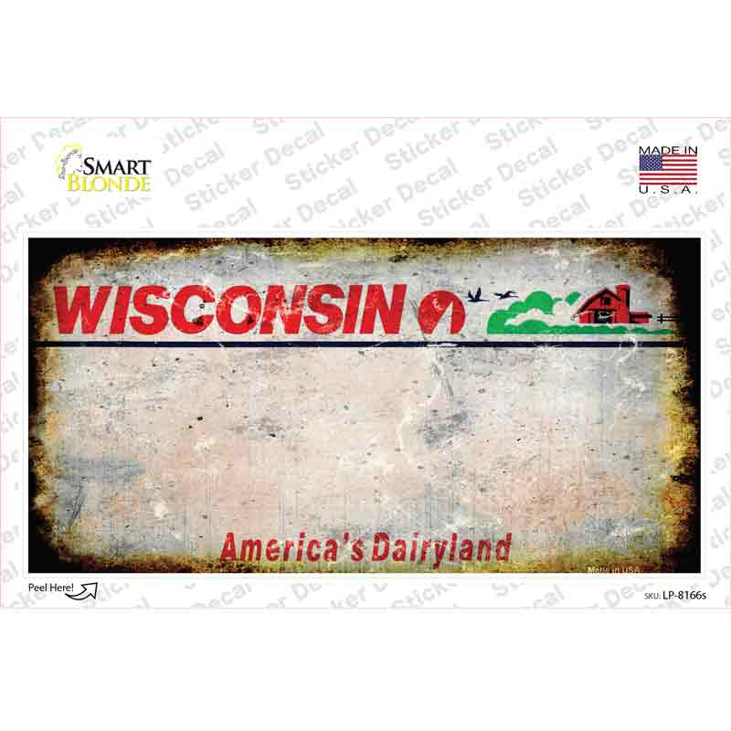 Wisconsin State Rusty Novelty Sticker Decal Small